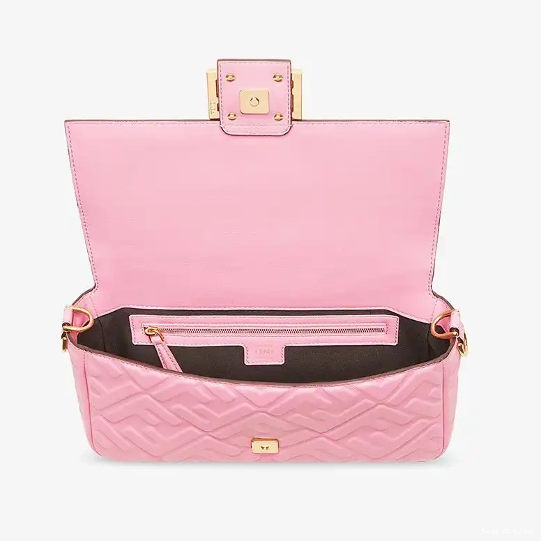 Cheap HOT FF In Fendi Bag Pink Medium Baguette Nappa Leather Motif 0612